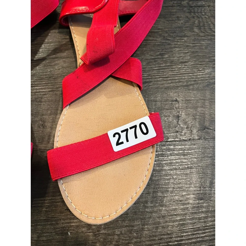 Dream Pairs Womens Sandals Elastic Strappy Red Size 9